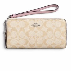 NWT Coach Wristlet Wallet Khaki Pastel Purple Everyday Neutral